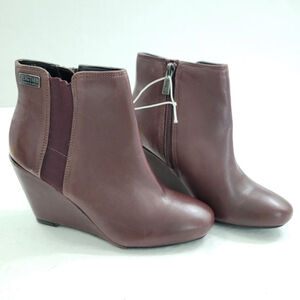 NWOB Women's Reaction Kenneth Cole Marcy Brown Genuine Leather Wedge Booties 5